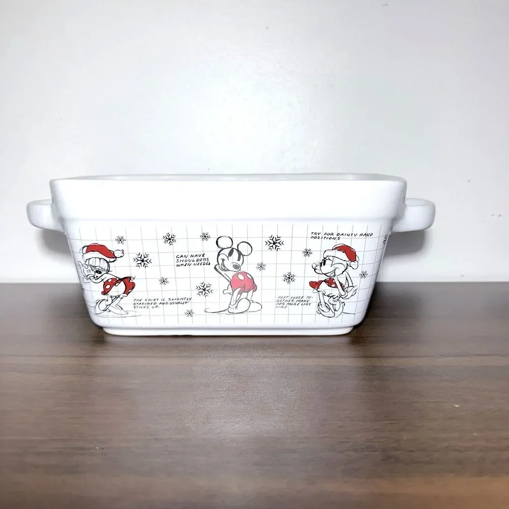 Disney Mickey Minnie Mouse Sketchbook Christmas Loaf Pan Bread 9X 5 X 4